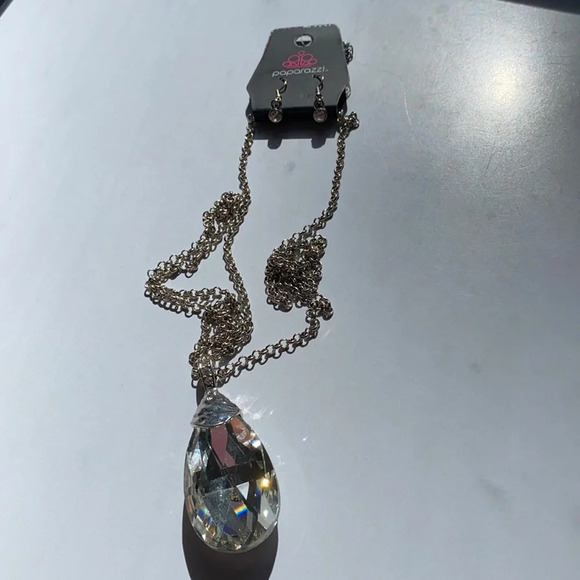 NEW Paparazzi Jewelry Necklace and Earrings with Huge Gemstone Pendant Statement - Picture 1 of 8